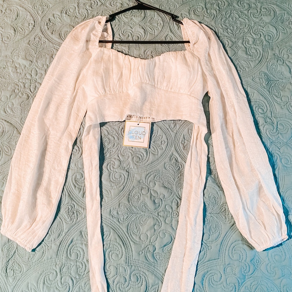 White Mesh Crop Top